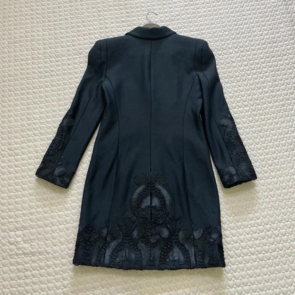 $759 NWOT Alexis Embroidered Women's Black Coat Size M - Picture 8 of 11